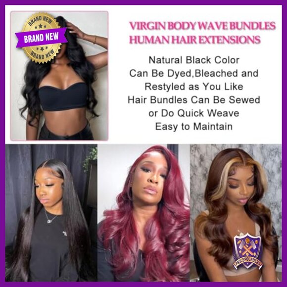 4 Bundles Brazilian Virgin Hair Extensions 20-26 Inch Body Wave Quick Weave